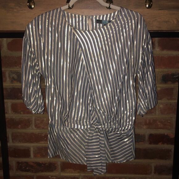 Eva Franco Marin Short Sleeve Striped Blouse - Sz 0 - Picture 1 of 15